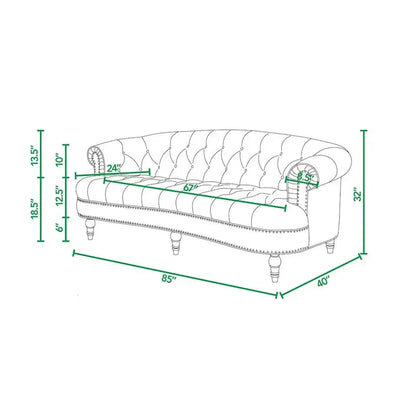 La Rosa 84″ Mid-Century Velvet Chesterfield Sofa  Tufted Upholstered Sectional Couch