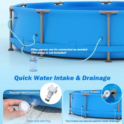 Above-Ground Metal-Frame Swimming Pool for Outdoor Use