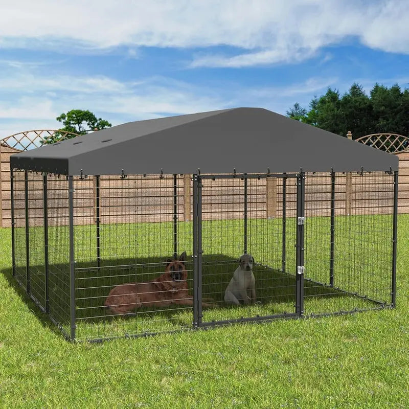 Extra-Large Heavy-Duty Outdoor Dog Kennel  118″ x 118″ Waterproof Roof Enclosure