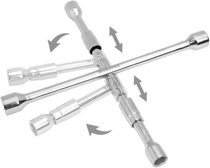 WORKPRO 14-Inch Universal 4-Way Folding Lug Wrench