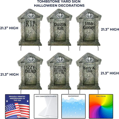 Set of 12 Spooky Halloween Tombstone Decorations for Cemetery Displays