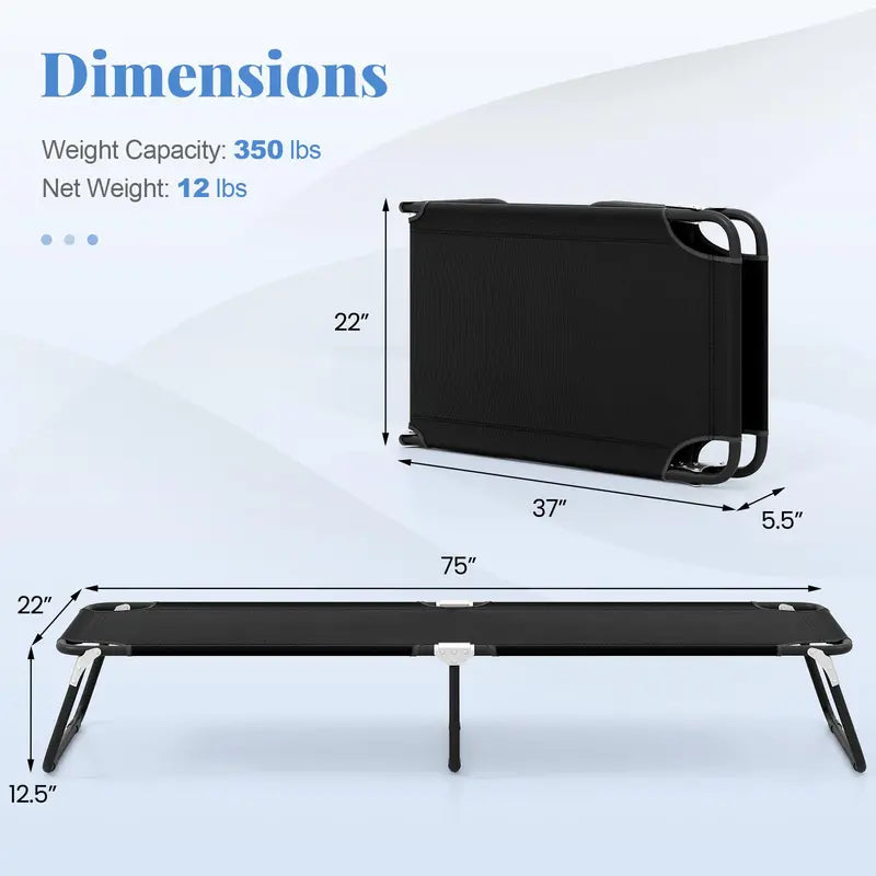 Heavy-Duty Foldable Camping Cot with Non-Slip Feet for Adults & Kids