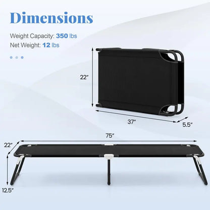 Heavy-Duty Foldable Camping Cot with Non-Slip Feet for Adults & Kids