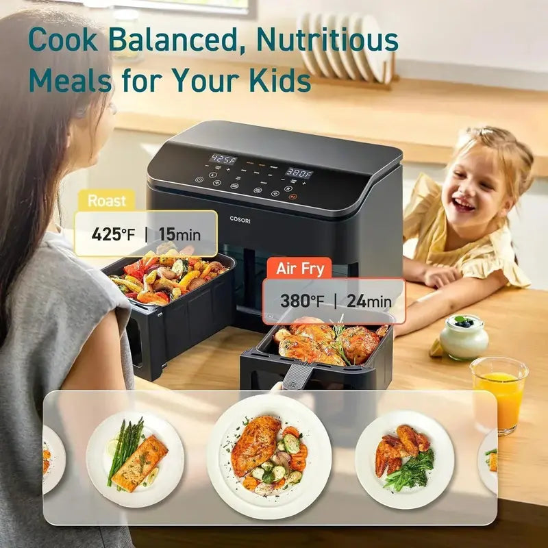 COSORI 9-Quart Dual Basket Air Fryer  10-in-1 Family-Sized Cooking Appliance
