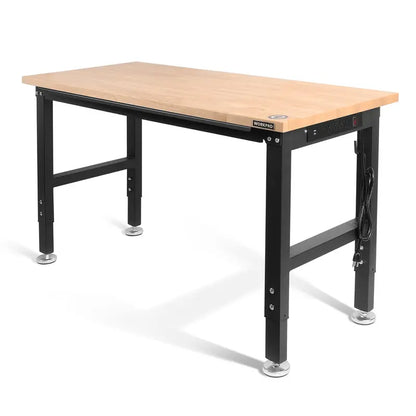 WORKPRO Heavy-Duty Adjustable Workbench  48″ to 60″ Expandable Hardwood Table (2000 LB Capacity)