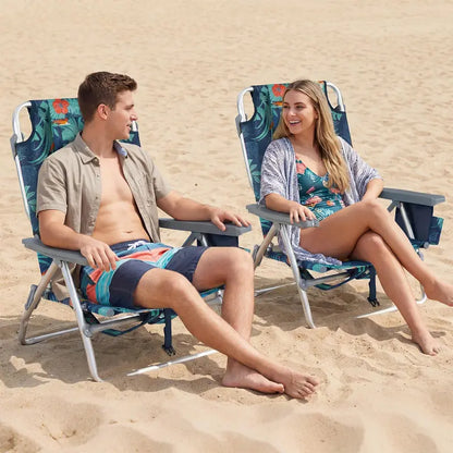 Lightweight Backpack-Friendly Reclining Beach Chairs (Set of 2 or 4)
