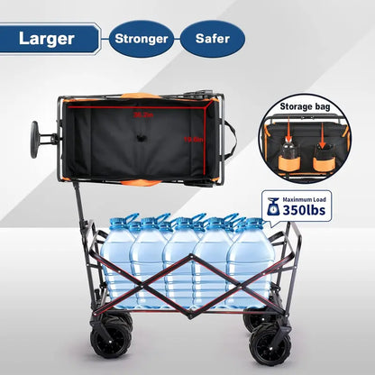 Heavy-Duty Folding Caravan Cart  350 lb Capacity Outdoor Rolling Grocery & Camping Trolley