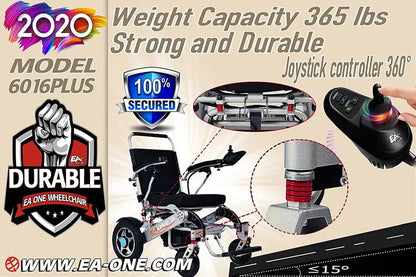 2020 Gray Foldable Electric Power Wheelchair — Remote-Controlled, Aviation-Approved Mobility Scooter with 19″ Seat