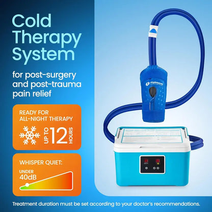 PhysioNatural Wearable Cold Therapy Knee Wrap  Digital Timer, Adjustable Fit & Circulating Cooler Pump