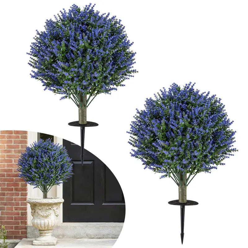 2-Pack Sun-Resistant Lavender Topiary Balls  UV-Stable Indoor/Outdoor Evergreen Decor