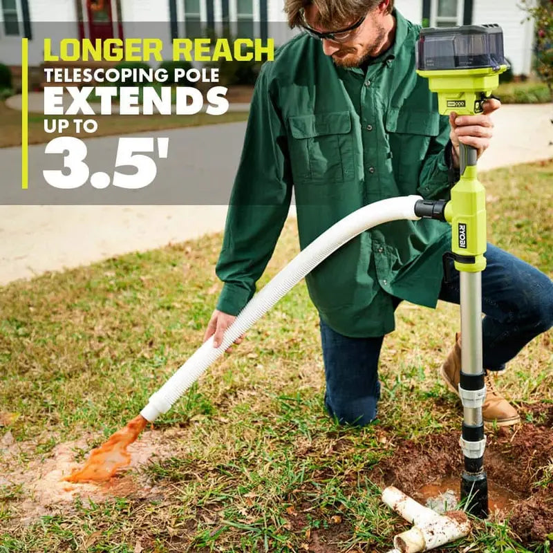 RYOBI ONE+ 18V Cordless 1/6 HP Telescoping Pole Pump with 2.0 Ah Battery and Charger RY20UP022K