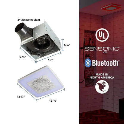 Broan-NuTone ChromaComfort Bathroom Exhaust Fan with LED Light & Bluetooth Speaker, Ultra-Quiet 110 CFM, App-Controlled