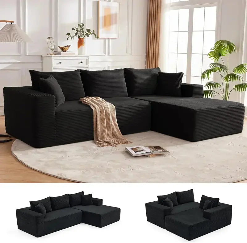 110-Inch Boneless Cloud Sofa: Ultra-Modular Living Room Lounge with Deep, Supportive Seating