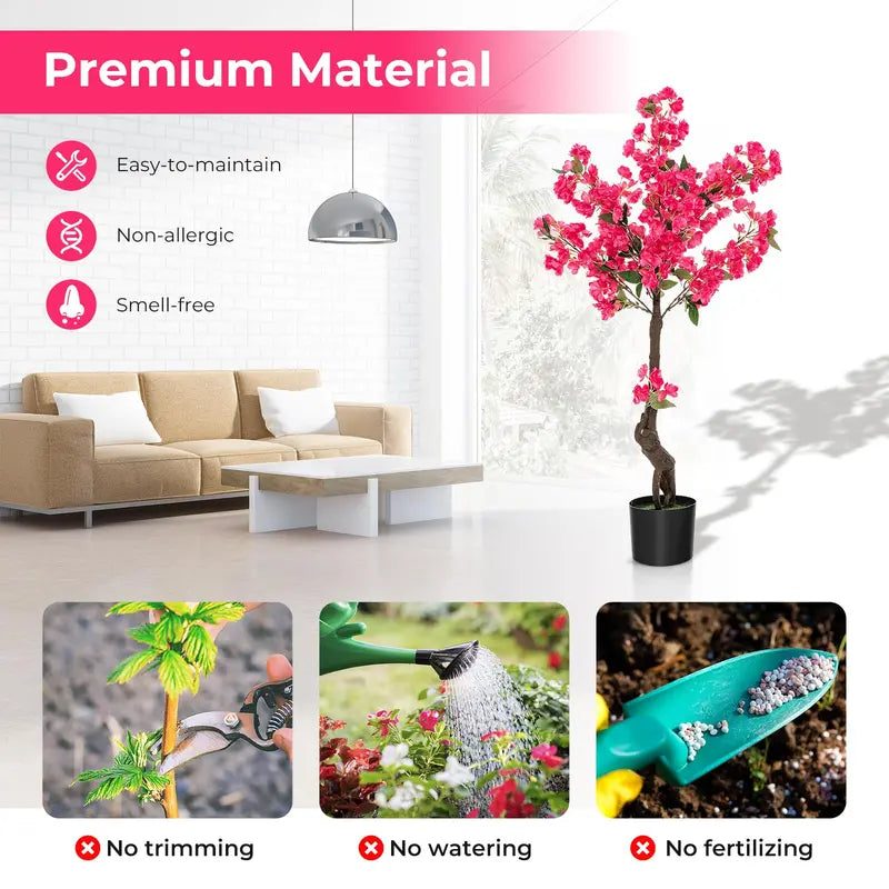 Lifelike Artificial Plum Blossom Tree  41″ Silk Floral Display with 92 Blooms & Realistic Trunk