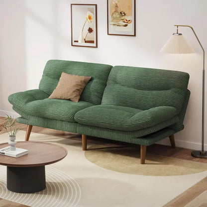66″ Corduroy Futon Sofa Bed  Space-Saving Convertible Recliner for Studios, Offices & Playrooms