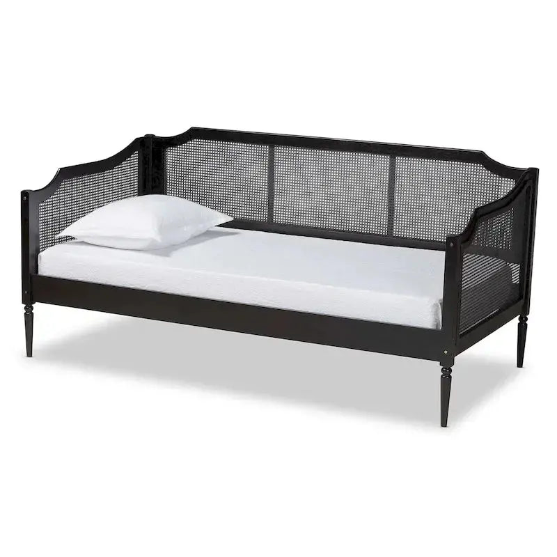 Ogden Twin-Sized Mid-Century Modern Rattan Daybed with Synthetic Wicker Finish
