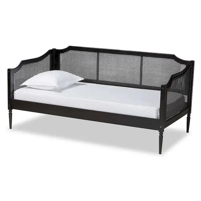 Ogden Twin-Sized Mid-Century Modern Rattan Daybed with Synthetic Wicker Finish