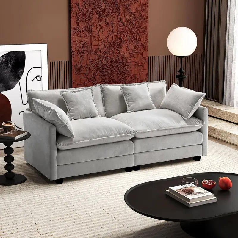 ihanherry 146-Inch Modern U-Shaped Modular Cloud Sofa  Customizable Layout