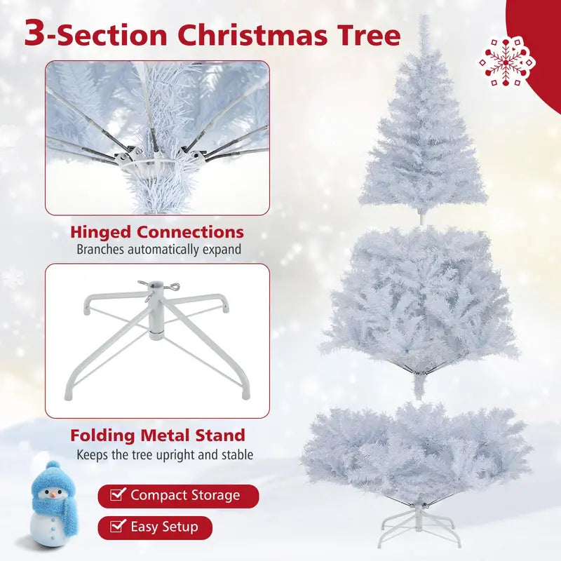 White Pre-Lit Christmas Tree  Dual-Mode Lighting: Warm White + RGB Color-Changing LEDs