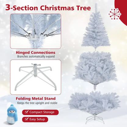 White Pre-Lit Christmas Tree  Dual-Mode Lighting: Warm White + RGB Color-Changing LEDs