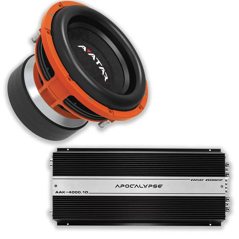 Deaf Bonce 12-Inch 2-Ohm Subwoofer and Monoblock Amplifier Bundle (STU-1246D2)