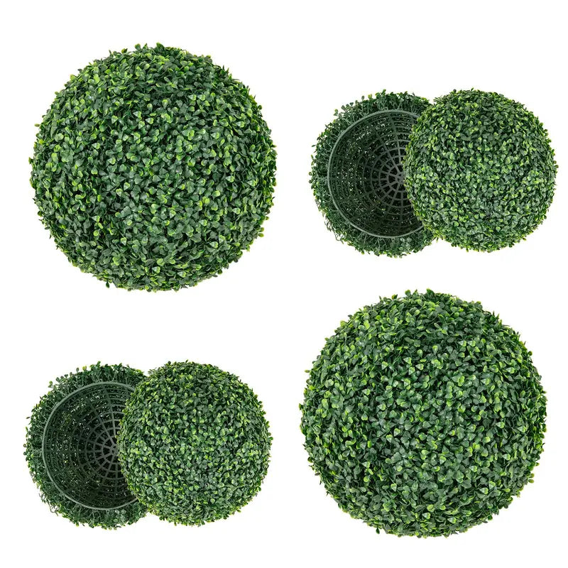 Set of Two 16-Inch Faux Boxwood Topiaries  Compact Round Hedge Balls for Weddings &amp; Home Styling