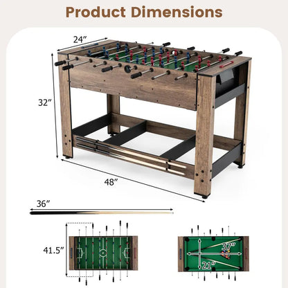 48-Inch Multi-Game Table Featuring Foosball and Pool for Adults