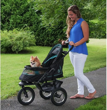 Zipper-Free NV Pet Stroller for Cats and Dogs  One-Hand Fold, Gel-Tire Suspension, Plush Interior + All-Weather Cover (3 Colors)