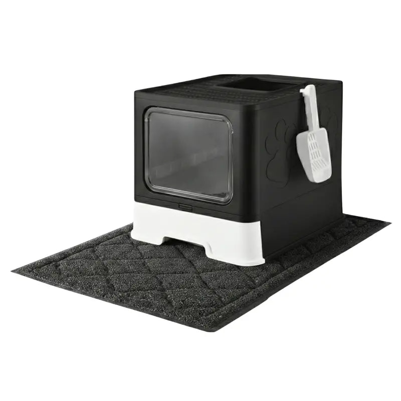 Enclosed Top-Entry Cat Litter Box with Non-Slip Mat and Scoop Included