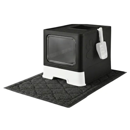 Enclosed Top-Entry Cat Litter Box with Non-Slip Mat and Scoop Included