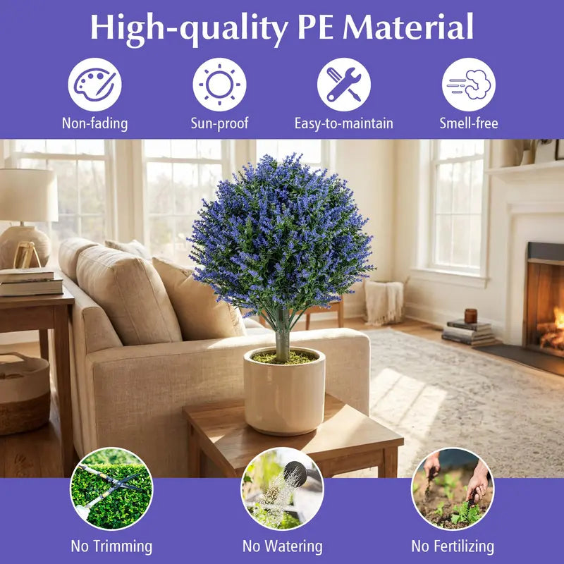 2-Pack Sun-Resistant Lavender Topiary Balls  UV-Stable Indoor/Outdoor Evergreen Decor