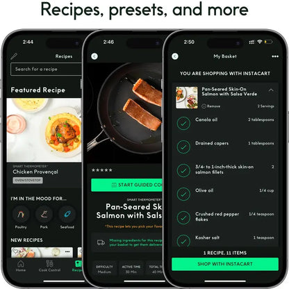 Chef iQ Sense Smart Wireless Meat Thermometer, 3 Probes, Unlimited Range, High Heat Safe, Waterproof