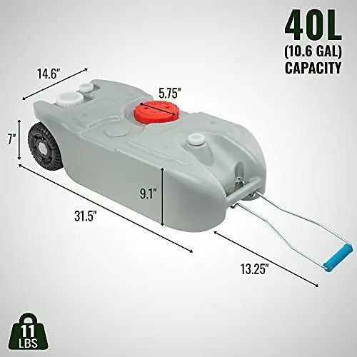 Hike Crew RV 10.6 Gallon Waste Holding Tank | Portable Odorless Black   Grey Water Tote for Camper with Rotating Drain Spout
