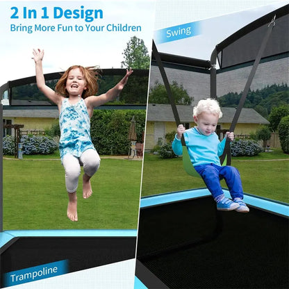 6-Foot Rectangular Kids Trampoline  ASTM-Certified Indoor/Outdoor Bouncer with Enclosure and Swing (220 lb Max)