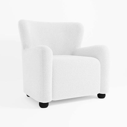 Fauteuil blanc effet laine boucl e