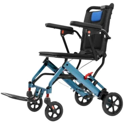 Lightweight Folding Wheelchair for Travel  Compact, Handbrake-Equipped, 220 lb Capacity, Suitable for Seniors and Kids
