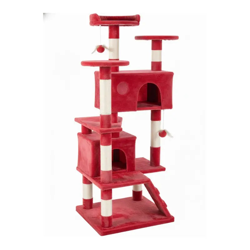 54-Inch Modular Cat Tower with Condos, Platforms, and Climbing Ladder