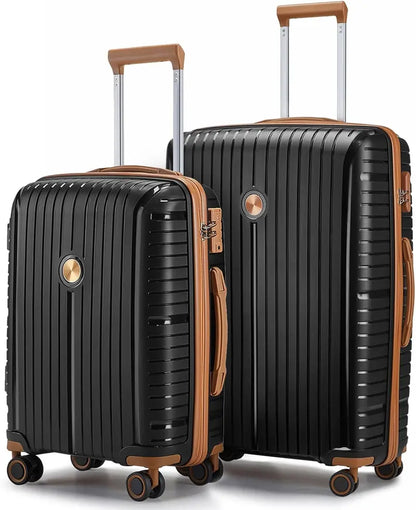 Lightweight 5-Piece PP Hardshell Carry-On Luggage Set  Dual Spinner Wheels & TSA Lock Travel Suitcases