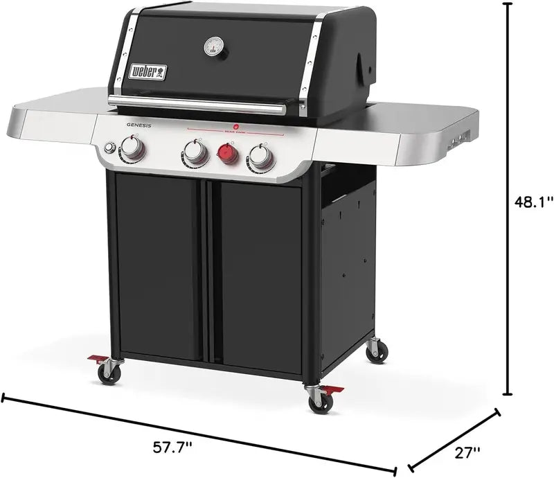 Weber Genesis E-325 Liquid Propane Grill — Sleek Black Finish, 3-Burner System, Premium Outdoor Cooking Performance