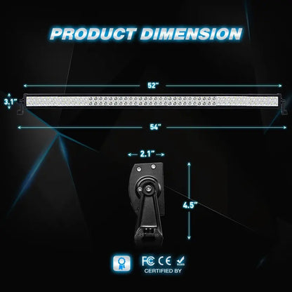 Nilight 52Inch 300W Flood Spot Combo LED Light Bar Work Driving Lamp with 16AWG Wiring Harness Kit  2 Connector for Truck, Boat, SUV, ATV Lighting, 2 Years Warranty