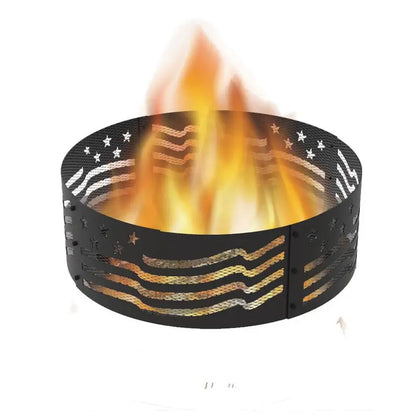 BLUE SKY OUTDOOR LIVING Decorative 36 in. x 12 in. Round Steel Wood Fire Pit Ring  Stars and Stripes FR361208SAB