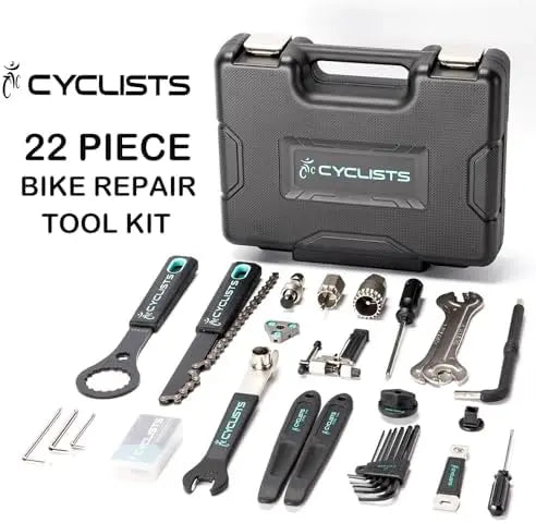 22-Piece Bike Tool Kit with Portable Storage Case for Road & Mountain Bikes