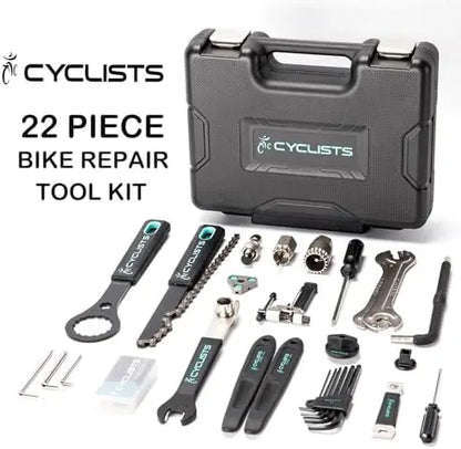 22-Piece Bike Tool Kit with Portable Storage Case for Road & Mountain Bikes