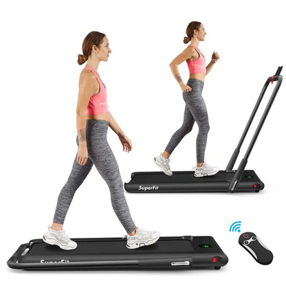 Compact Folding Under-Desk Treadmill  2.25 HP Dual-Mode Superfit Walking Machine