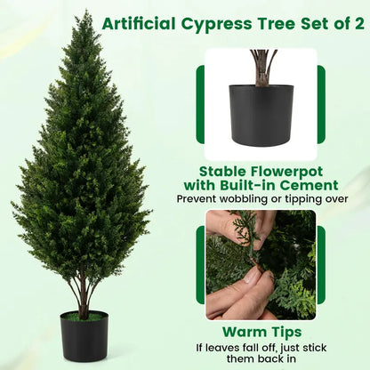 Set of Two 4-Foot Artificial Cedar Topiaries ¡ª Weather-Resistant Outdoor Potted Shrubs