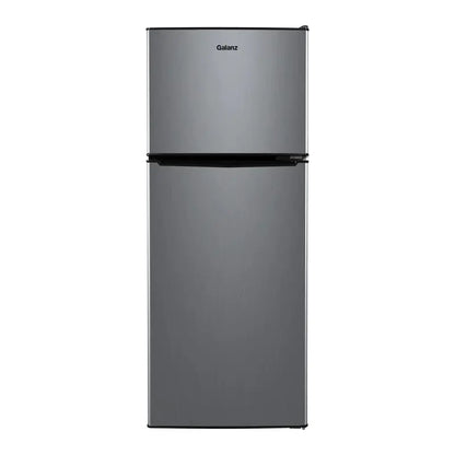 Galanz 4.6 Cu. Ft. Two-Door Mini Fridge with Freezer  Stainless Steel Finish