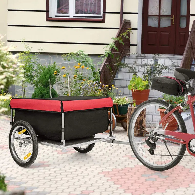 Foldable Bicycle Cargo Trailer with Quick-Release Frame and 16-Inch All-Terrain Wheels