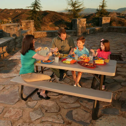 Lifetime 6-Foot Folding Picnic Table  Durable Putty-Colored Outdoor Table (Model 22119)