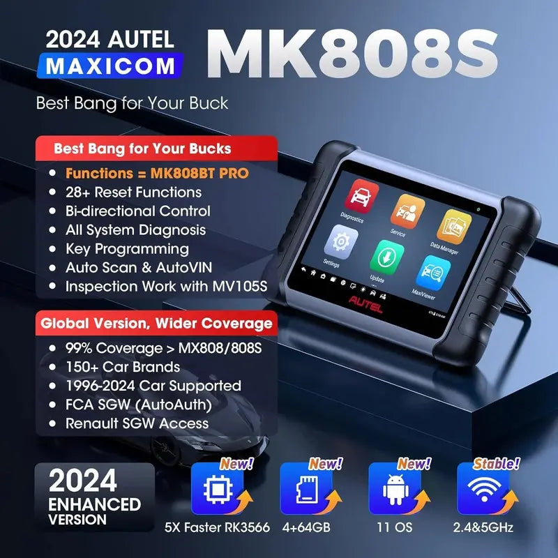2024 Bidirectional Automotive Diagnostic Tool — MK808BT Pro / MX808S / M808Z Platform, Full-System Scan & Coding