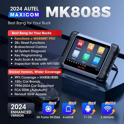 2024 Bidirectional Automotive Diagnostic Tool — MK808BT Pro / MX808S / M808Z Platform, Full-System Scan & Coding